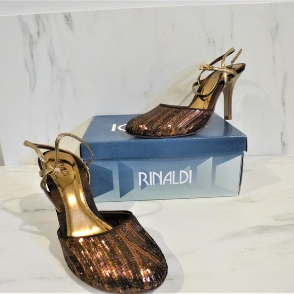 NWB Bronze Seqenced High Heel Shoes - Picture 3 of 7